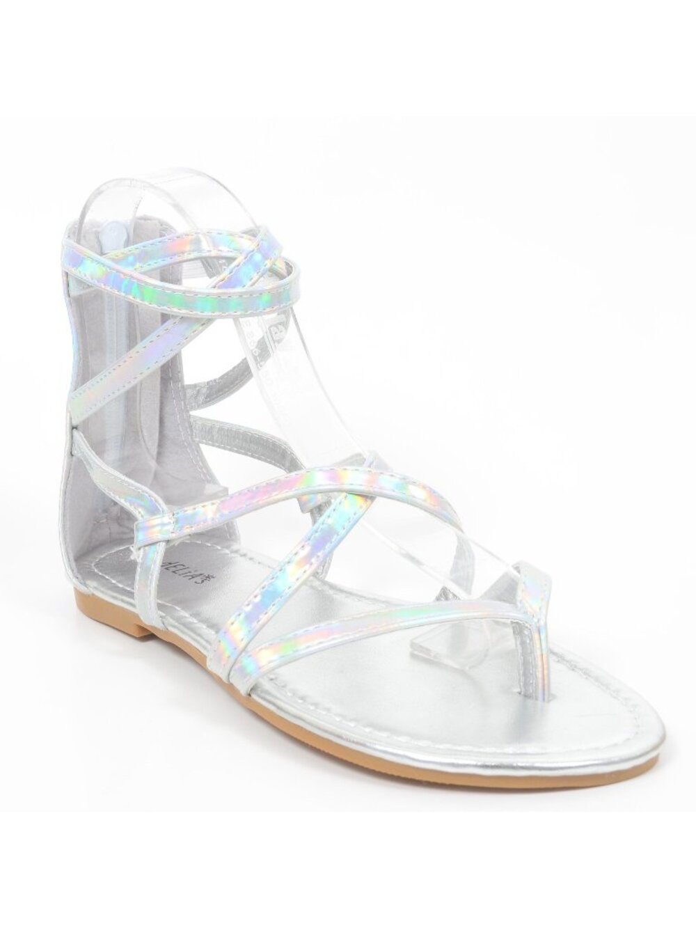 Delia's Silver Iridescent‎ Gladiator Flat Sandals Women's Shoes 7
